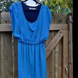 Turquoise and black Robert Rodriguez silk dress.